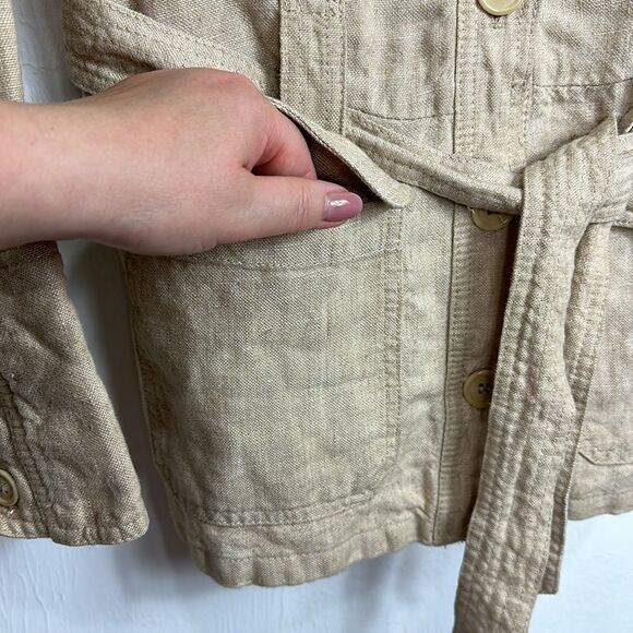 Sundance Beige Linen Lightweight Safari Jacket With Pockets Size S - Picture 3 of 9